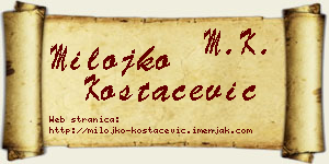 Milojko Kostačević vizit kartica